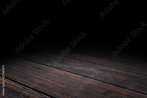 Dark Plank old wood floor texture perspective background for display or montage of product,Mock up template for your design.