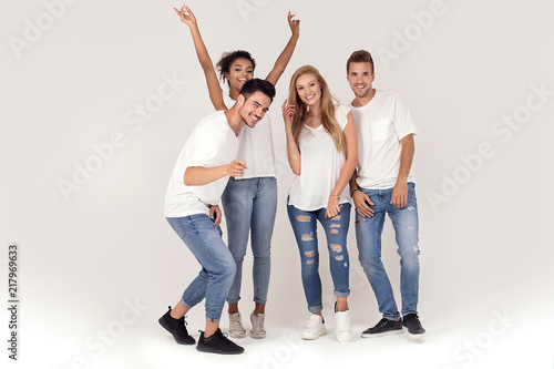 Group of smiling people having fun together.