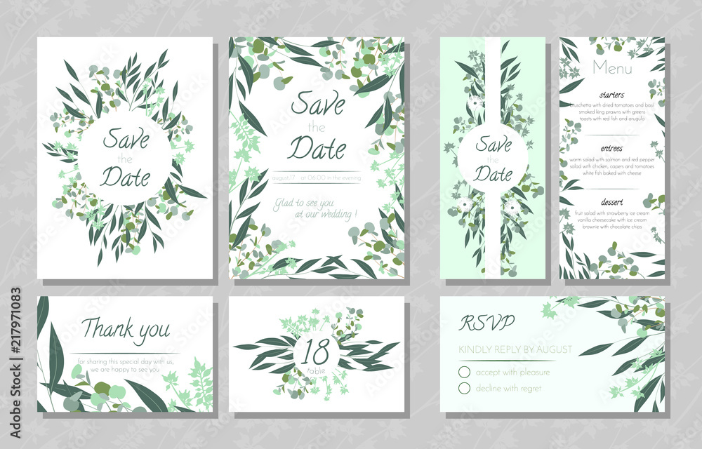 Wedding Cards with Eucalyptus.