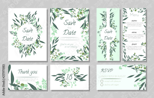 Wedding Cards with Eucalyptus.