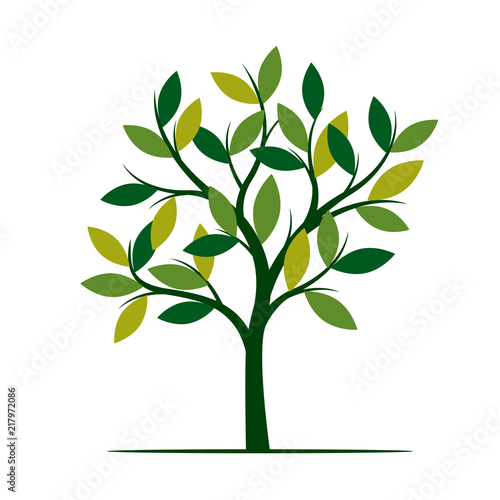 Green Spring Tree. Vector Illustration.