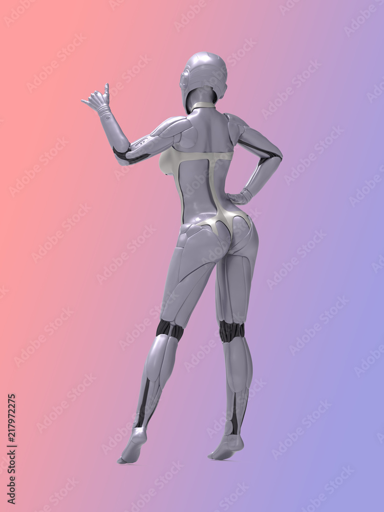 Robotic Cyber Woman Hang Loose 3D Rendering Robotic Cyber Woman Hang Loose 3D Rendering