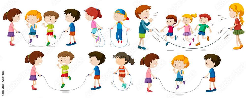 Children doing jump rope Children doing jump rope