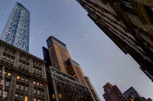 New York Skyscraper Skyline View Megacity Twilight