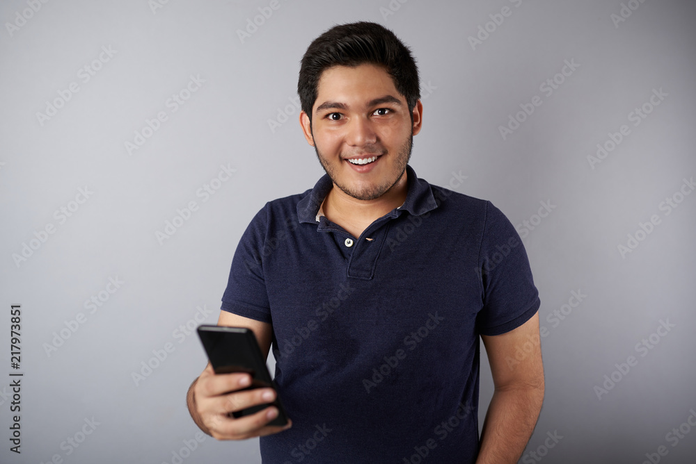 Smiling man with smartphone Smiling man with smartphone