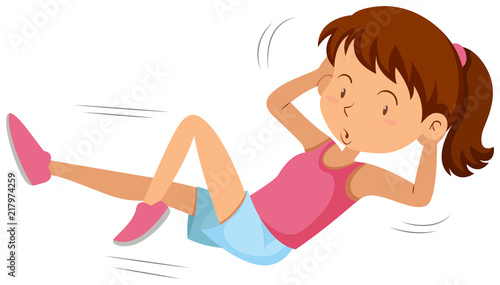 Young girl doing stomach exercise