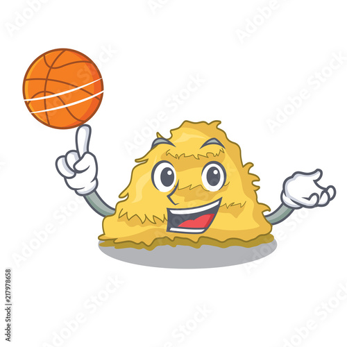 With basketball hay bale character cartoon photo