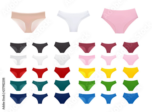 Women underwear collection of different colors, vector eps10 illustration isolated on white background