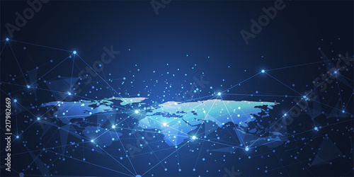Global network connection. World map point and line composition concept of global business. Vector Illustration