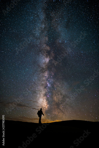 Lone Figure with Milky Way Background