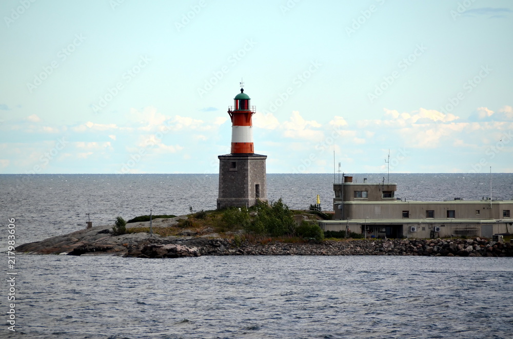 Lighthouse on the rocks in the Baltic Sea, Scandinavia