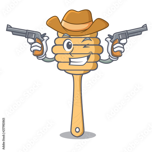 Cowboy honey spoon character cartoon