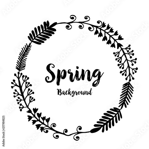 Collection card spring with flower background vector illustration