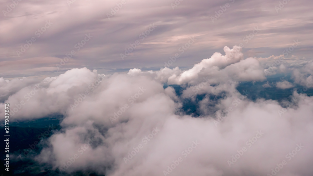 Vivid colorful clouds in the sky covered mountain