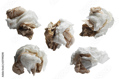 Piece paper napkin brown,  isolated on white background with clipping path .