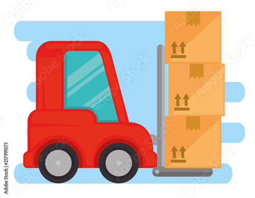 delivery forklift with carton boxes