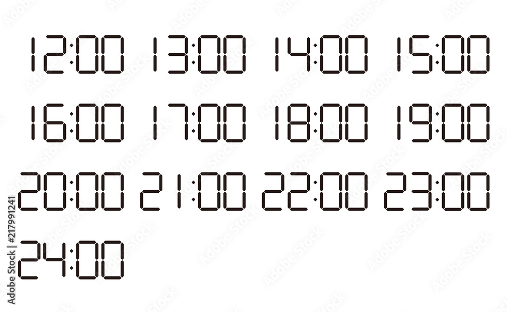 デジタル時計12時 24時 1時間ごと Webデザイン Uiデザイン グラフィック素材 Stock イラスト Adobe Stock デジタル時計12時 24時 1時間ごと Webデザイン Uiデザイン グラフィック素材 Stock イラスト Adobe Stock