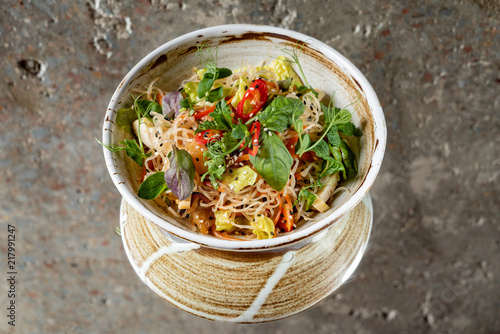 asian salad with noodles photo