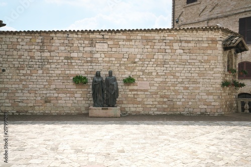 Assisi,Italy-July 28, 2018: Piazza Chiesa Nuova, Assisi  photo