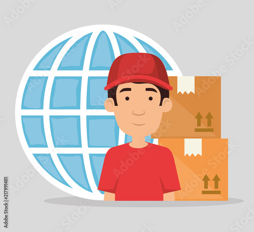 delivery worker with boxes