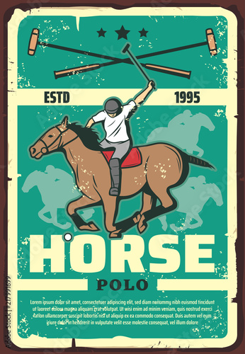 Polo tournament or horse race vintage sport poster
