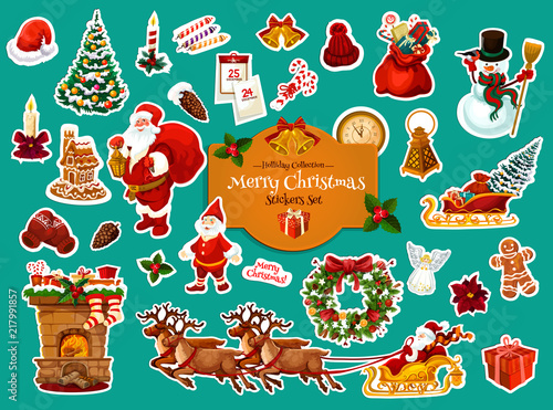 Christmas and New Year winter holiday sticker