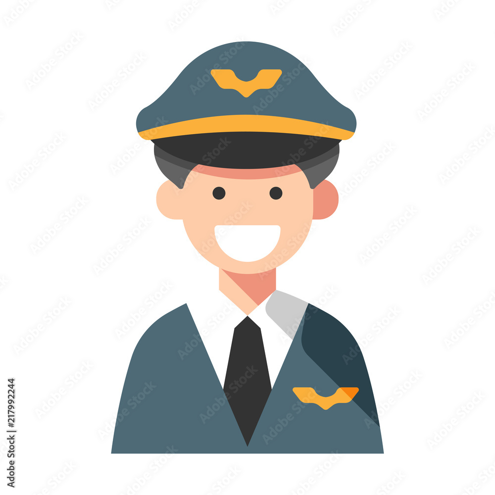 Pilot captain flat illustration