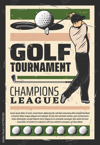 Golf champion league tournament retro poster