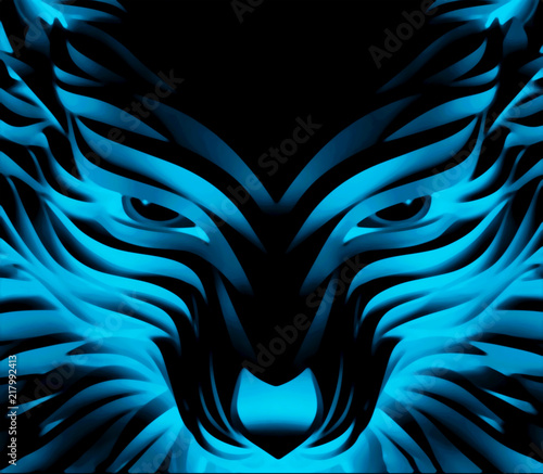 Abstract Vector Powerful Cyan Wolf