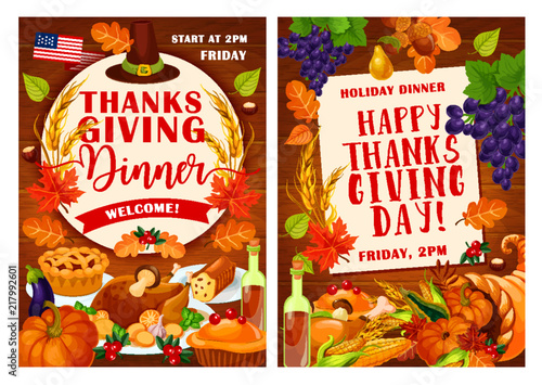 Vector Thanksgiving Day invitation posters