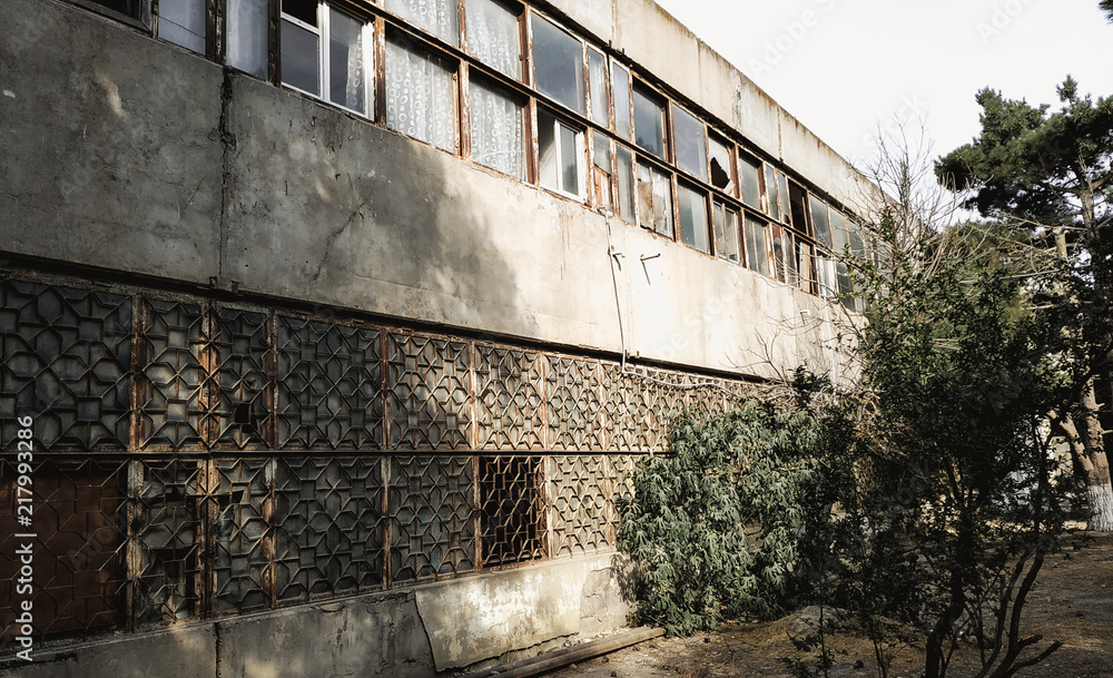The walls of an abandoned industrial building The walls of an abandoned industrial building