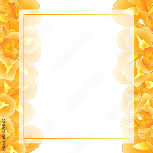 Fototapeta Naklejka Na Ścianę i Meble -  Orange Iris Flower Banner Card Border