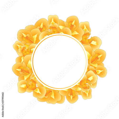 Fototapeta Naklejka Na Ścianę i Meble -  Orange Iris Flower Banner Wreath