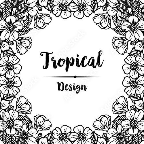 Flower design frame for tropical card vector illustration