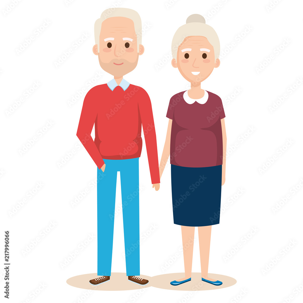 cute grandparents couple characters