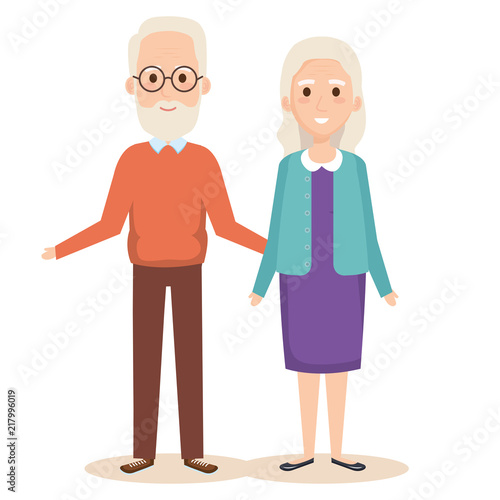 cute grandparents couple characters