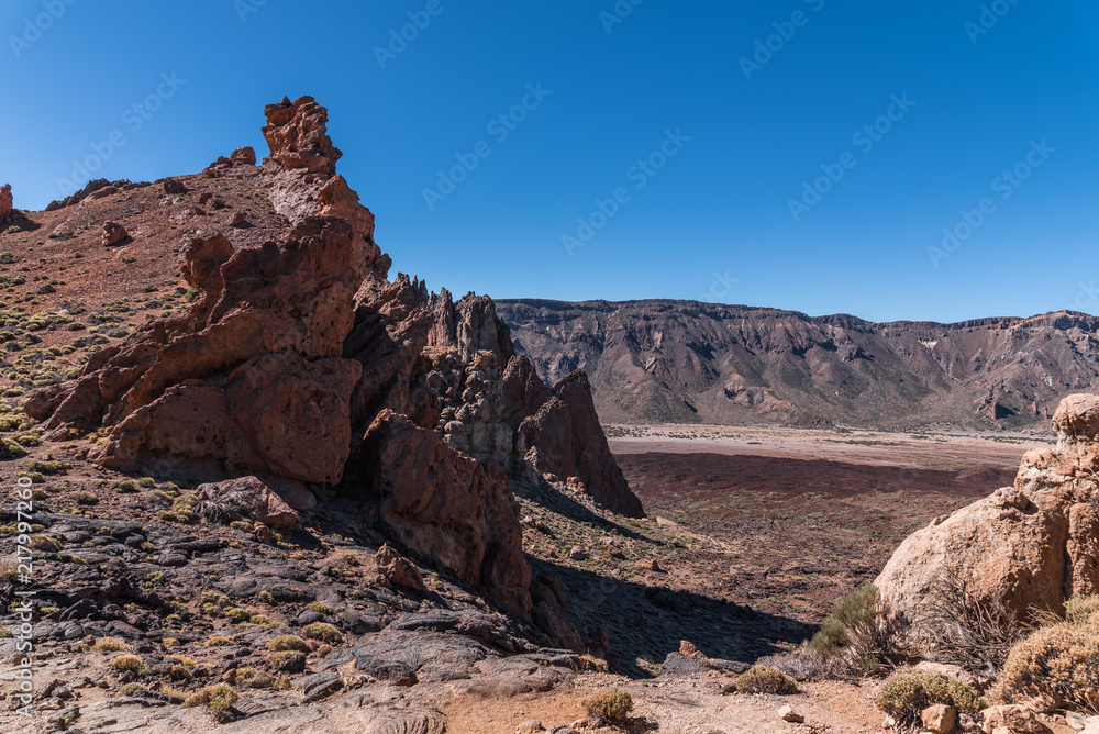 Weite eindrucksvolle Landschaft auf dem Vulkan Teide in Teneriffa Spanien