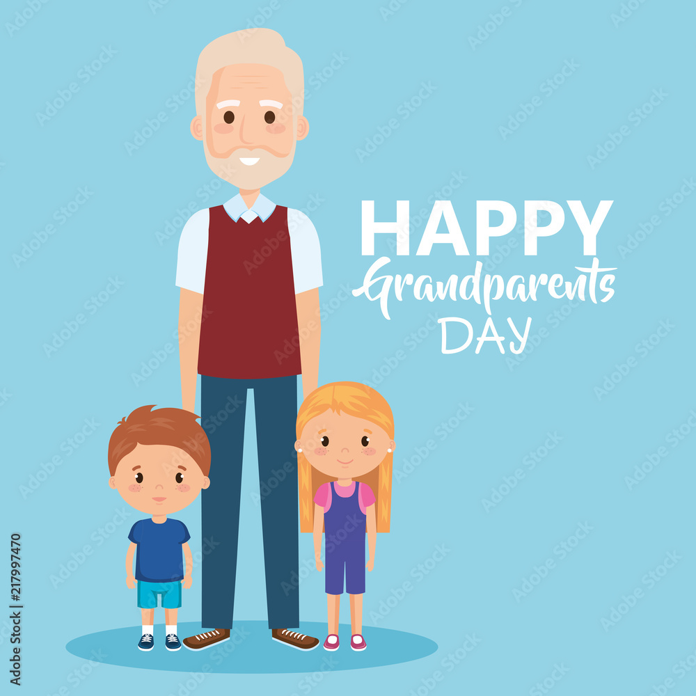 grandparents day card with grandpa and geandchildren grandparents day card with grandpa and geandchildren