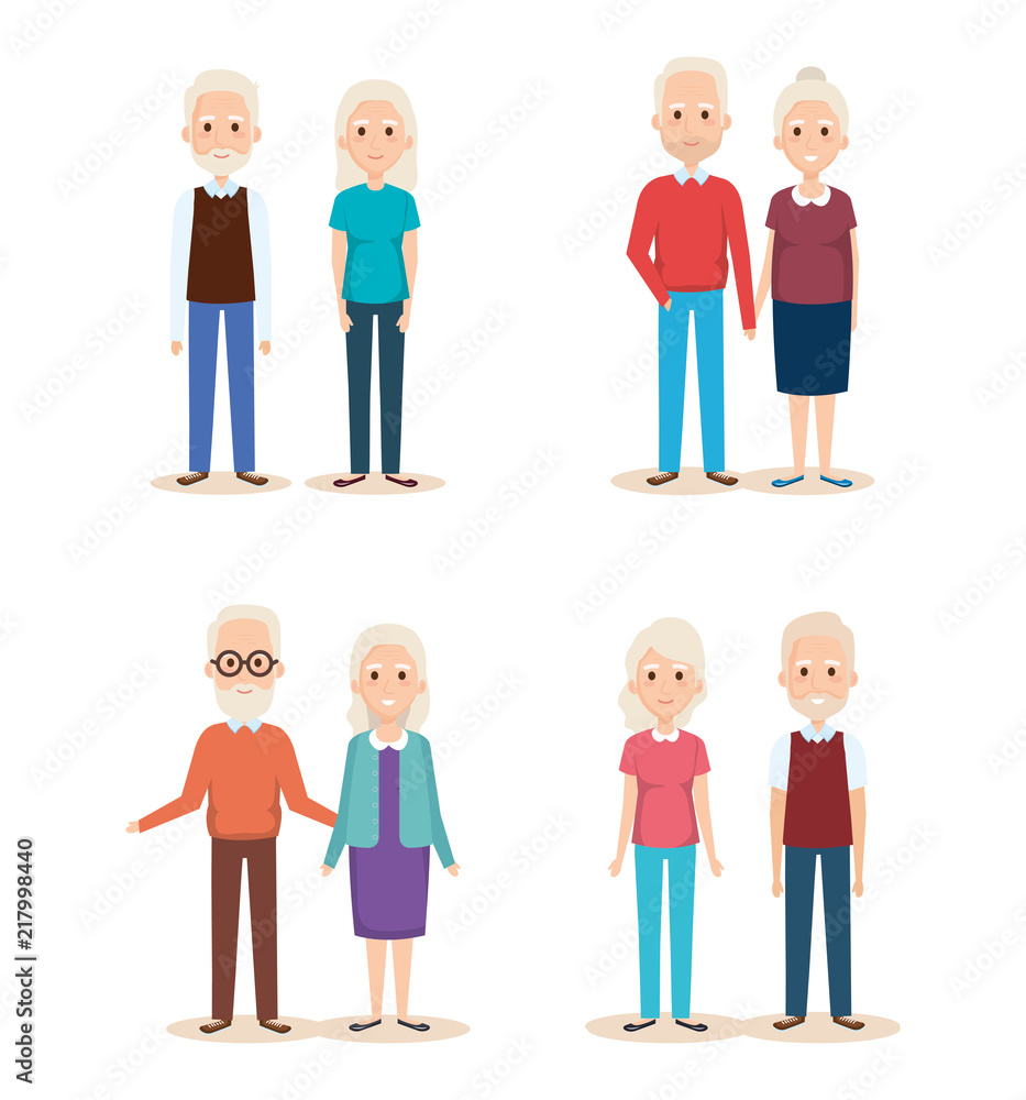 cute grandparents group characters cute grandparents group characters