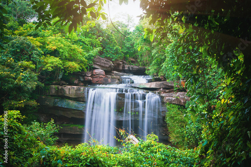 Fototapeta Naklejka Na Ścianę i Meble -  Thung Na Muang waterfall in Ubon Ratchathani, Thailand