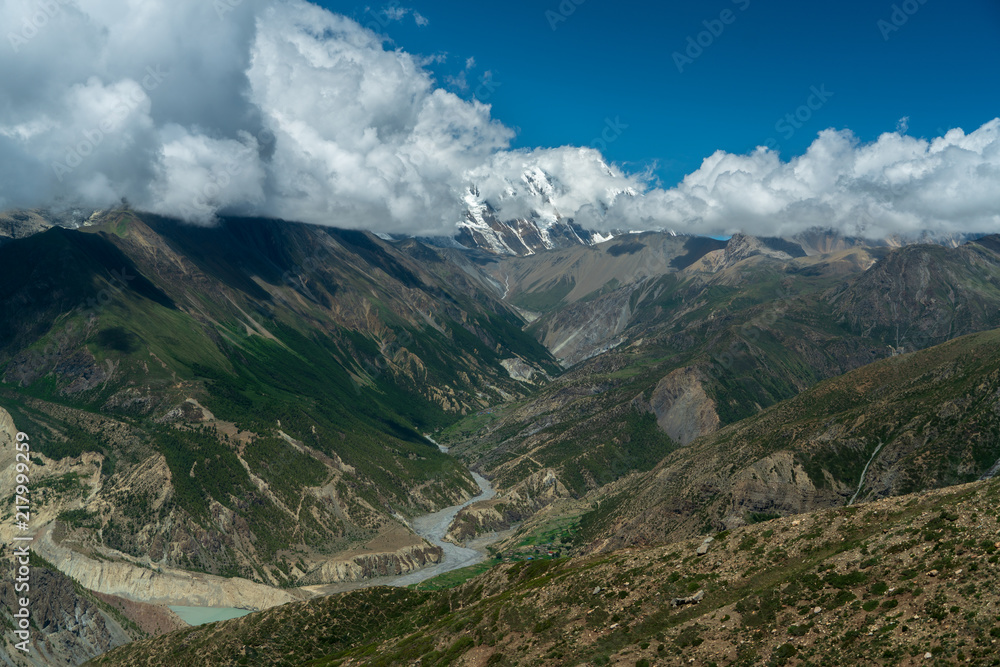 The valley of Manang in Nepal