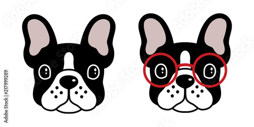 dog vector french bulldog icon logo pug glasses illustration cartoon character symbol black