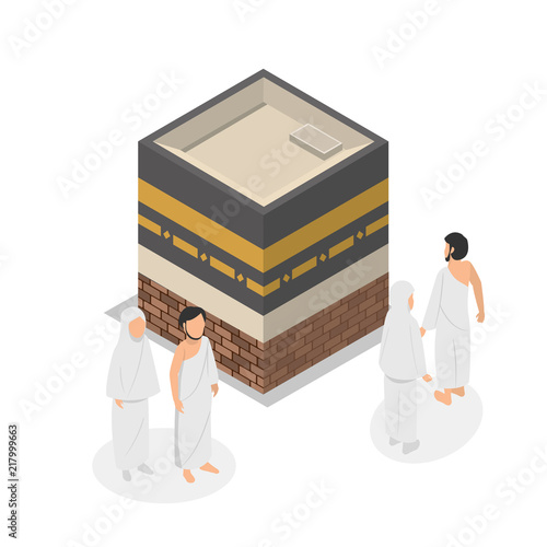 Illustration of Tawaf, one part of Hajj Isometric Illustration photo