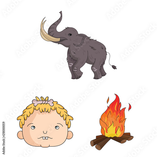 Life in the Stone Age cartoon icons in set collection for design. Ancient people vector symbol stock web illustration.