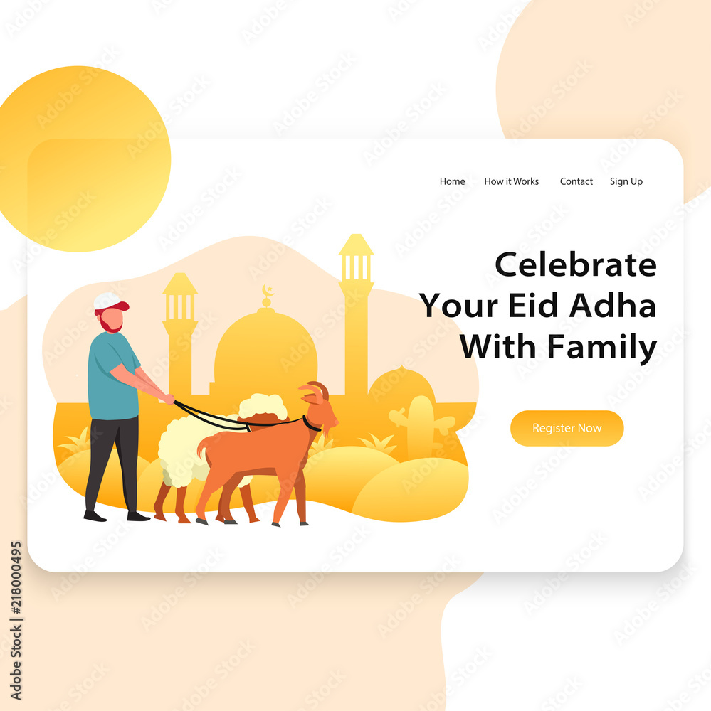 Template Landing Page Web Illustration of Eid Adha