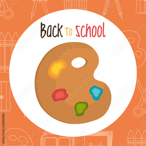 back to school label with pallette colors