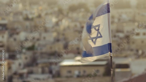 Israeli flag at jerusalem photo