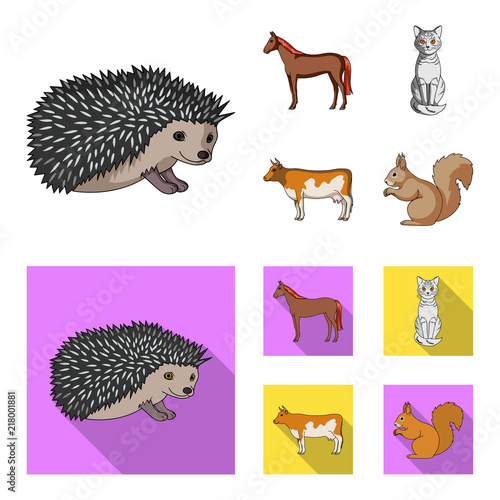 Horse, cow, cat, squirrel and other kinds of animals.Animals set collection icons in cartoon,flat style vector symbol stock illustration web.