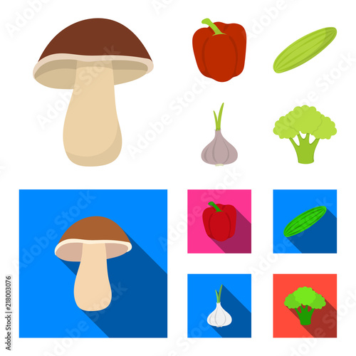 Red sweet pepper, green cucumber, garlic, cabbage. Vegetables set collection icons in cartoon,flat style vector symbol stock illustration web.