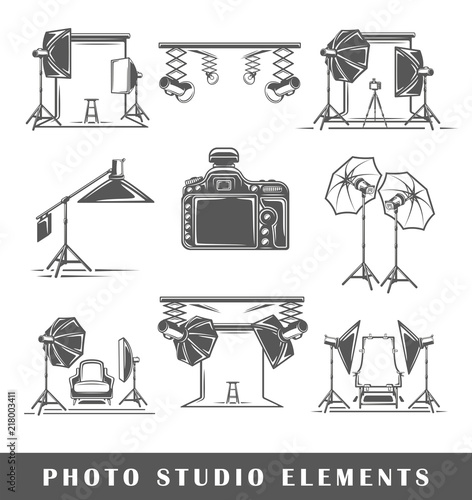 Set of elements of the photo studio